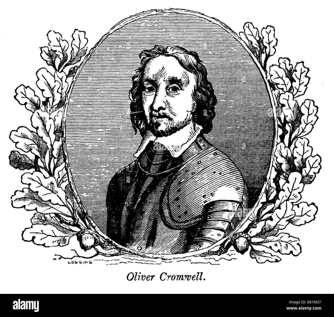 Dieses Bild stammt aus „A Pictorial History of England“ (1854), das Oliver Cromwell, den englischen Militär- und politischen Führer, zeigt. Cromwell wird in Bezug auf seine Rolle im Englischen Bürgerkrieg und seinen Einfluss auf die englische Geschichte als Schlüsselfigur im 17. Jahrhundert dargestellt. Stockfoto
