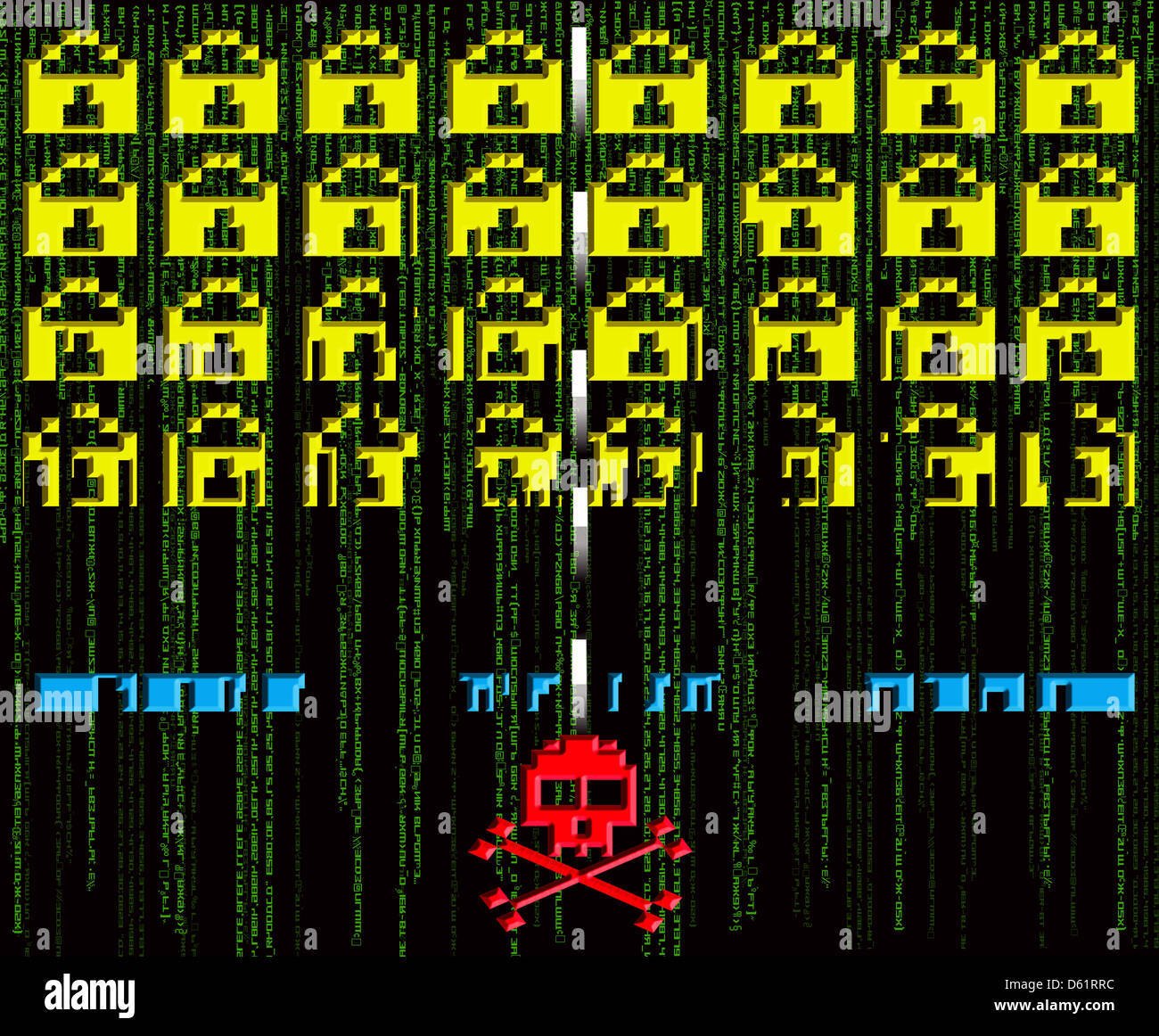 Hacker-Angriff-8-Bit-Stil Stockfoto