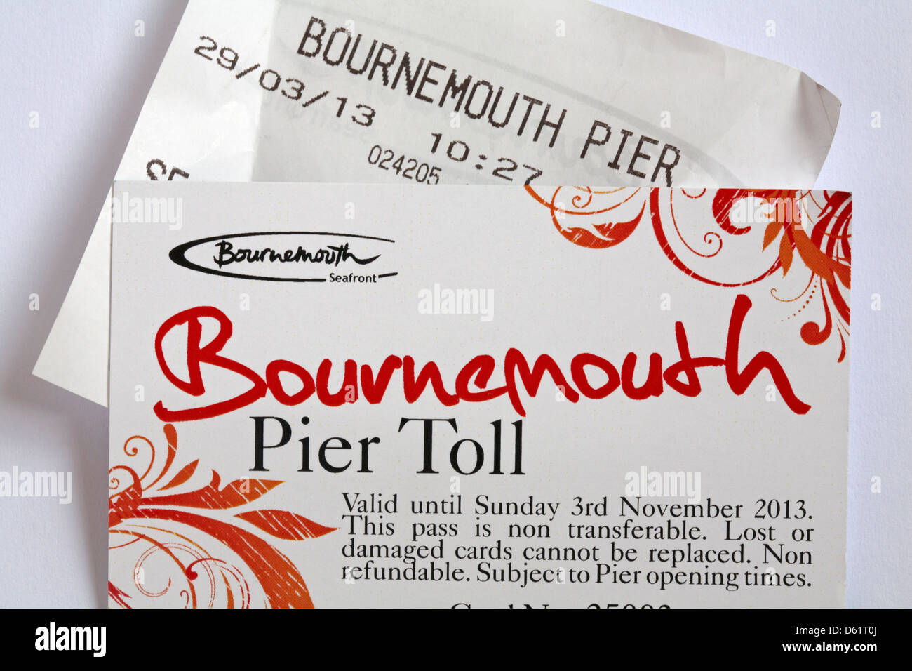 Bournemouth Pier Maut Saisonkarte mit Eingang Stockfoto