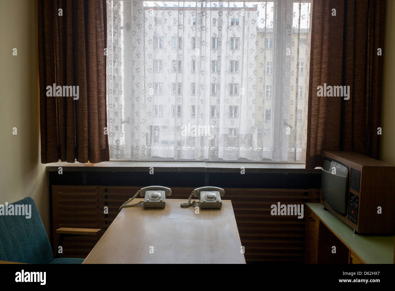 Sekretariat-Büros für die Mitarbeiter zu einer Ausstellung im "Haus 1" das ministerielle Hauptquartier der Stasi Geheimpolizei in DDR, der DDR, Erich Mielke.  .. (Weitere Titel in Beschreibung) Stockfoto
