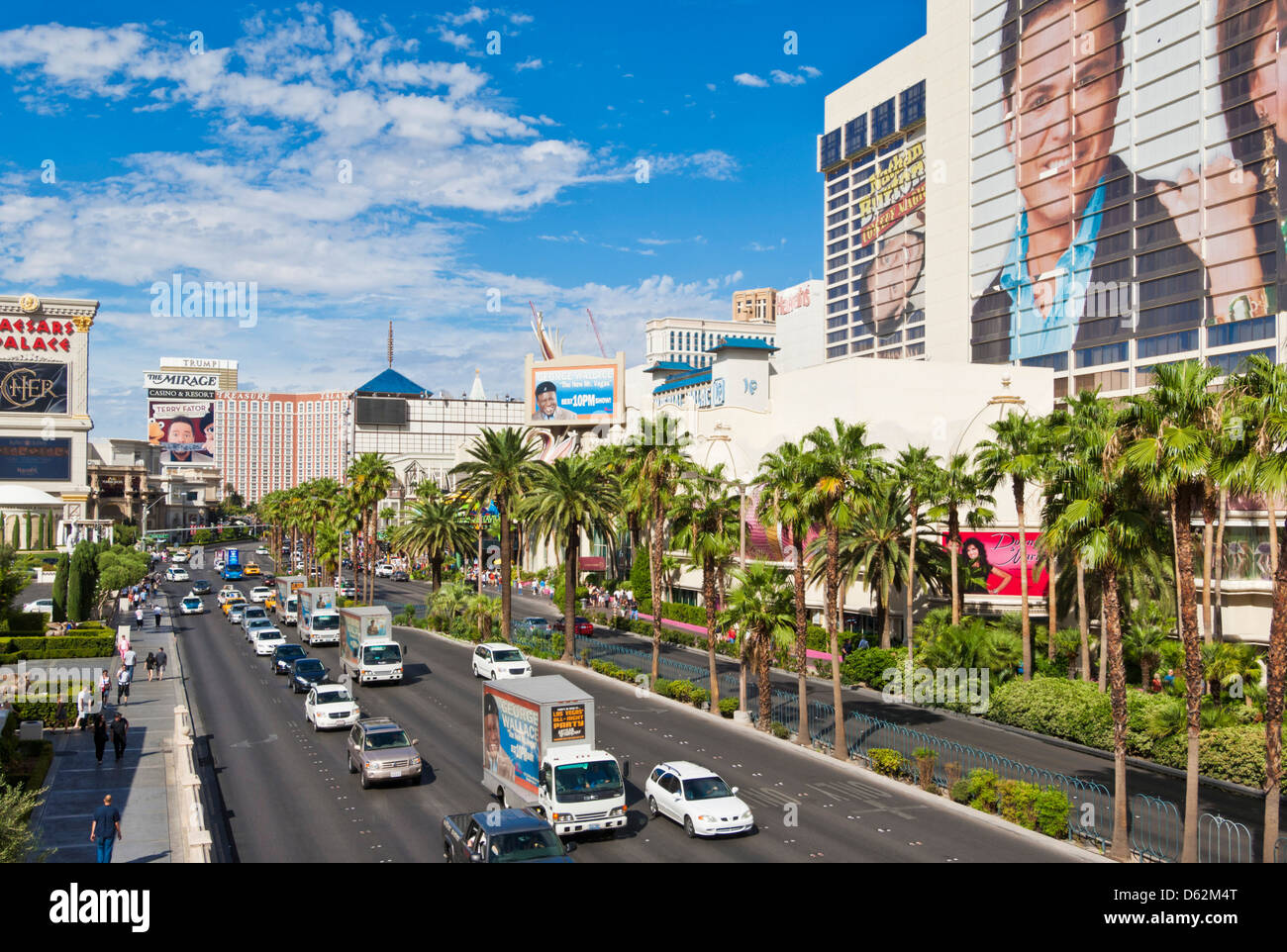 Las Vegas Strip Sonnenuntergang in der Abenddämmerung, Las Vegas Boulevard South, Strip, Las Vegas, Nevada, USA Stockfoto