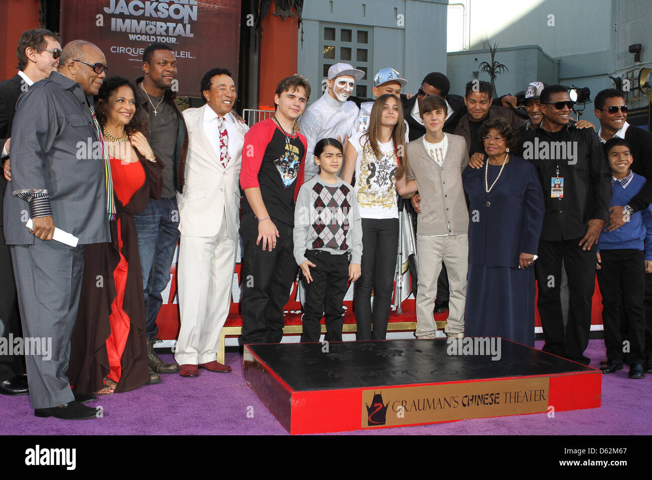 Decke, Jackson, Paris Jackson, Prince Michael Jackson, Katherine Jackson Michael Jacksons Familie und Kinder verewigt Stockfoto