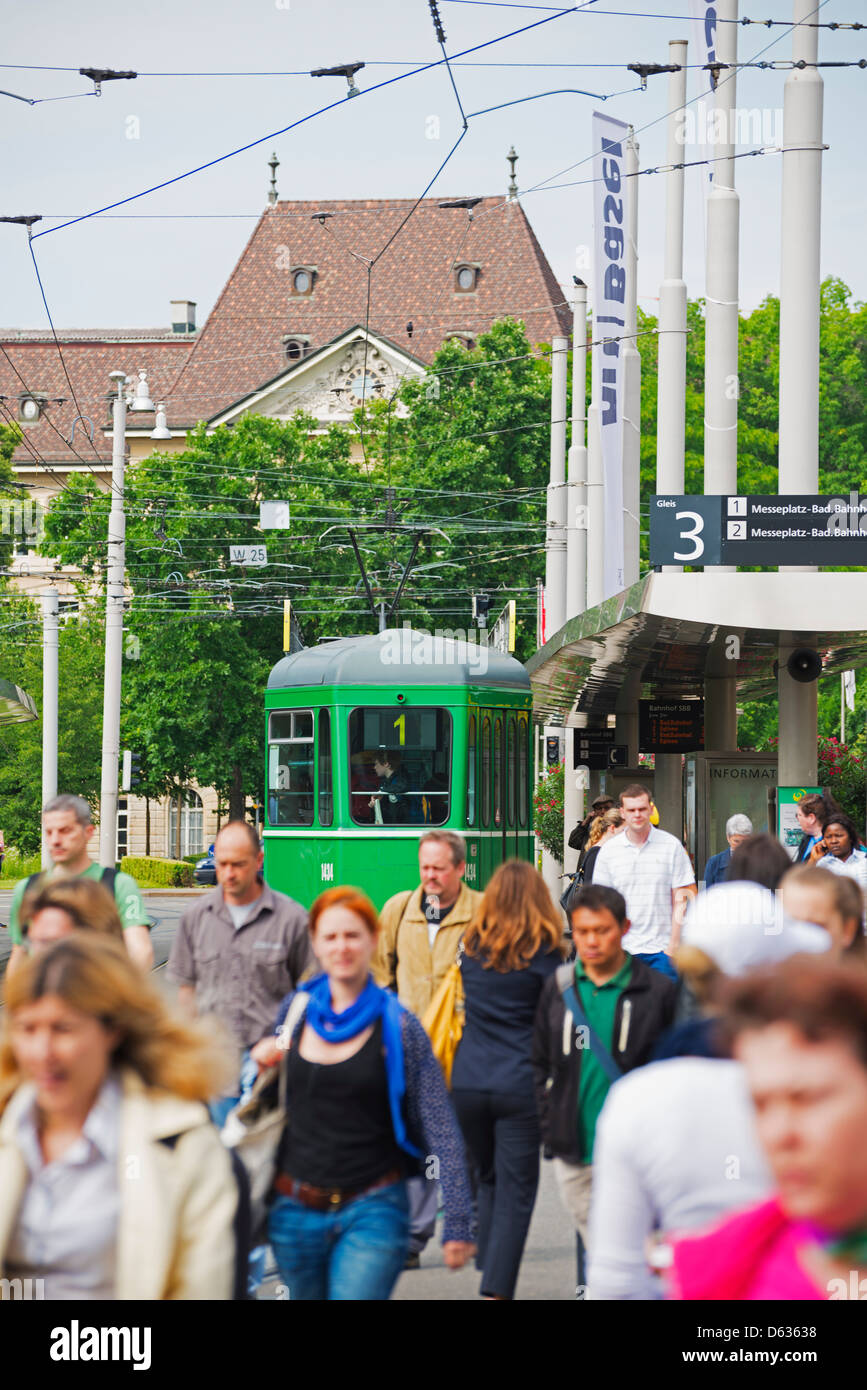 Stadt Zentrum Straßenbahnen, Basel, Schweiz, Europa Stockfoto