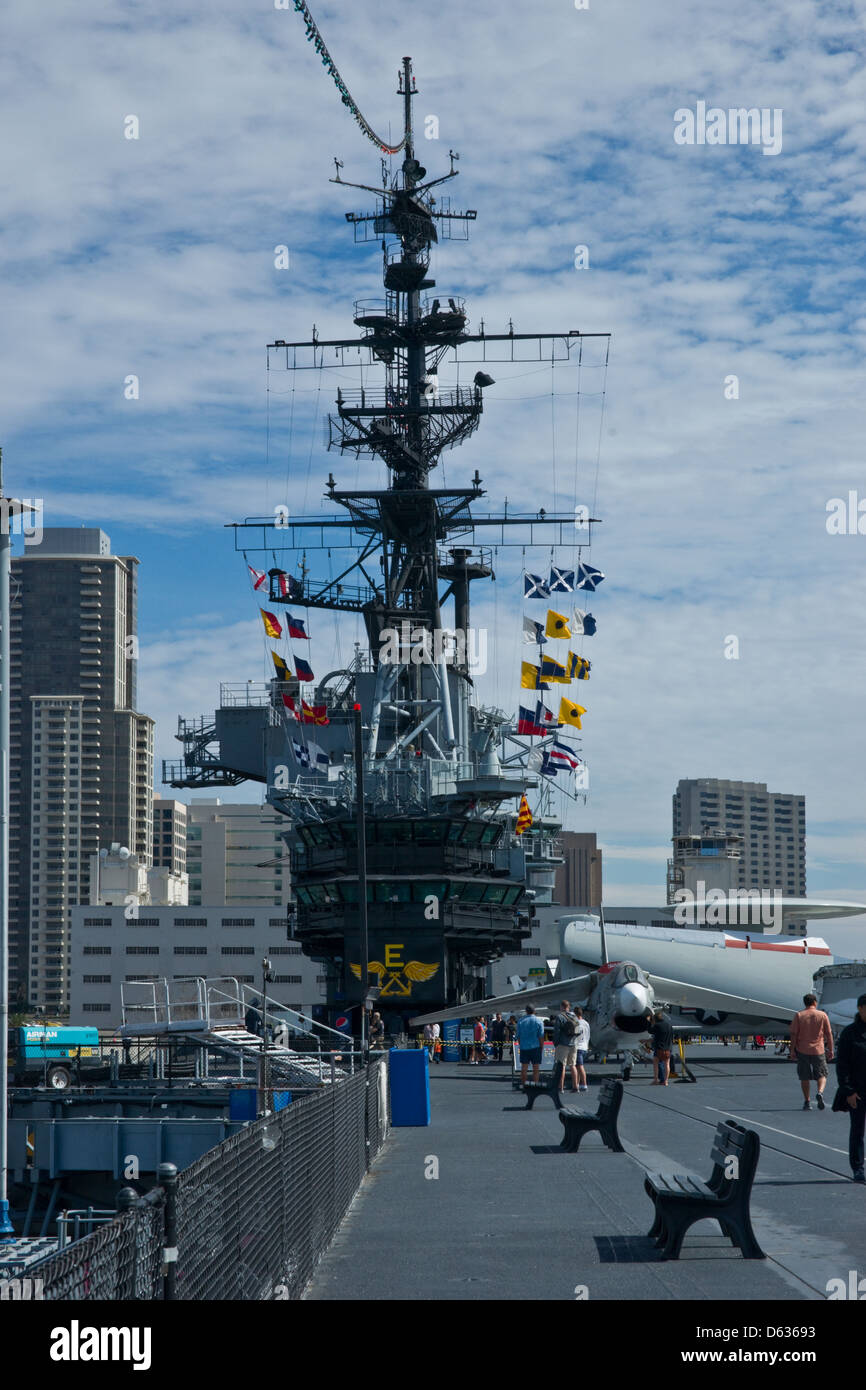 USS Midway Island Überbau Stockfoto