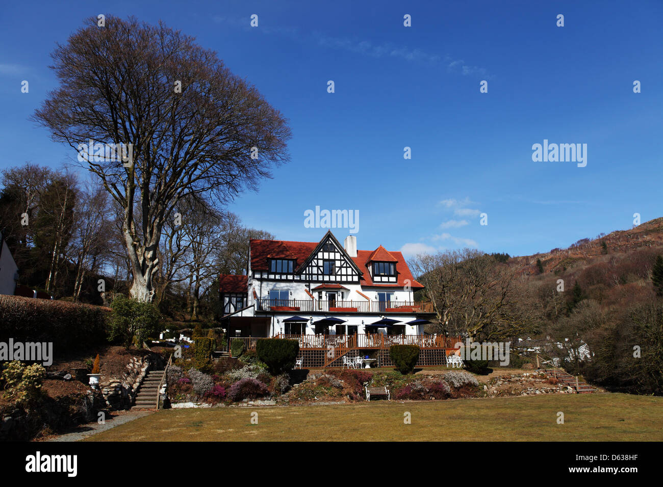 Craig-y-Dderwen Landhaushotel im Snowdonia National Park, Wales. Stockfoto