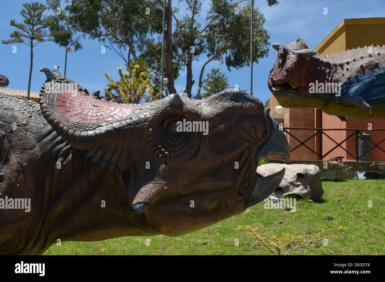 Parque Cretacico, Sucre - Dinosaurier Themenpark in Bolivien mit Fossilien und lebensgroße Statuen Stockfoto