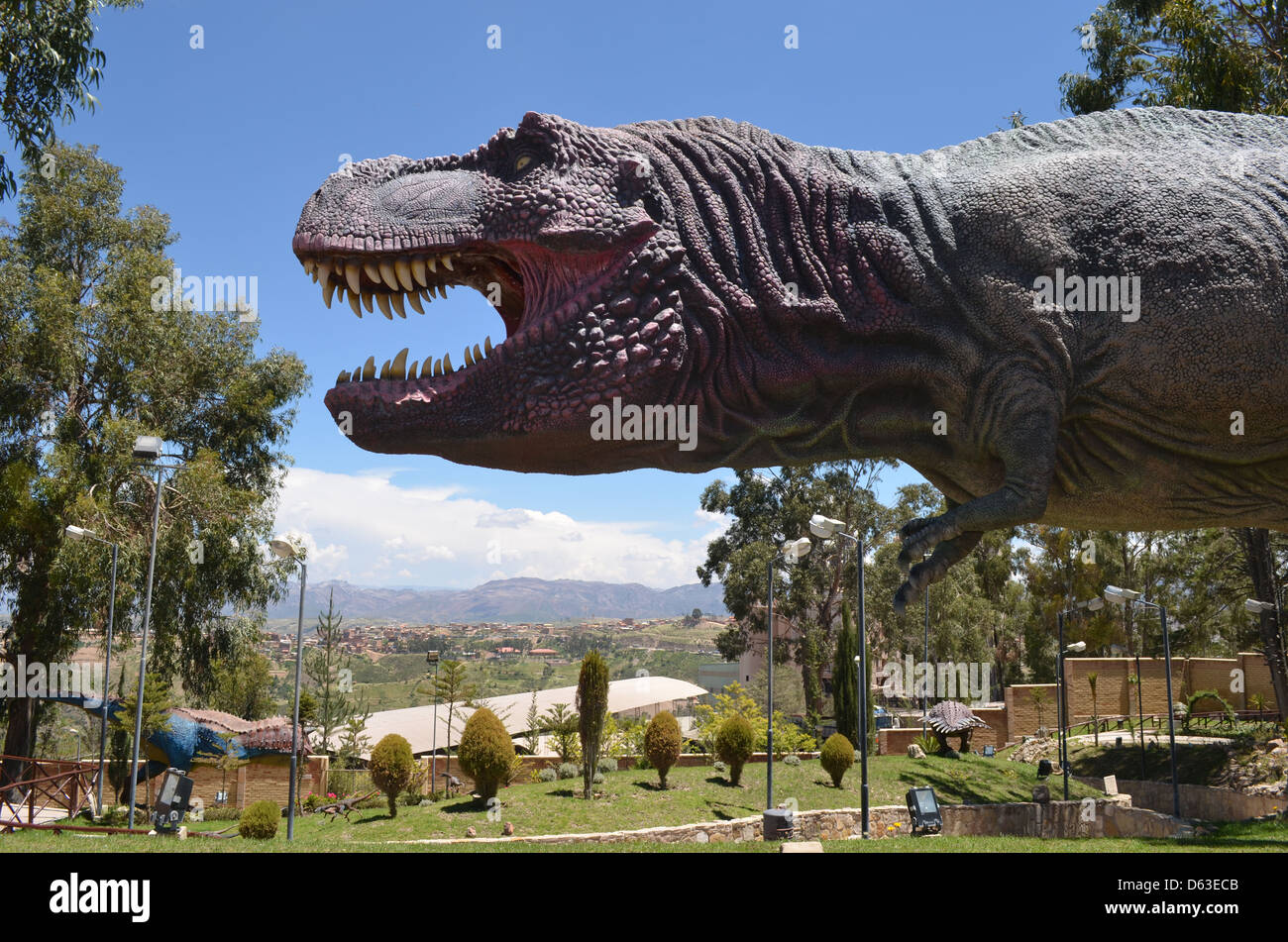 Parque Cretacico, Sucre - Dinosaurier Themenpark in Bolivien mit Fossilien und lebensgroße Statuen Stockfoto