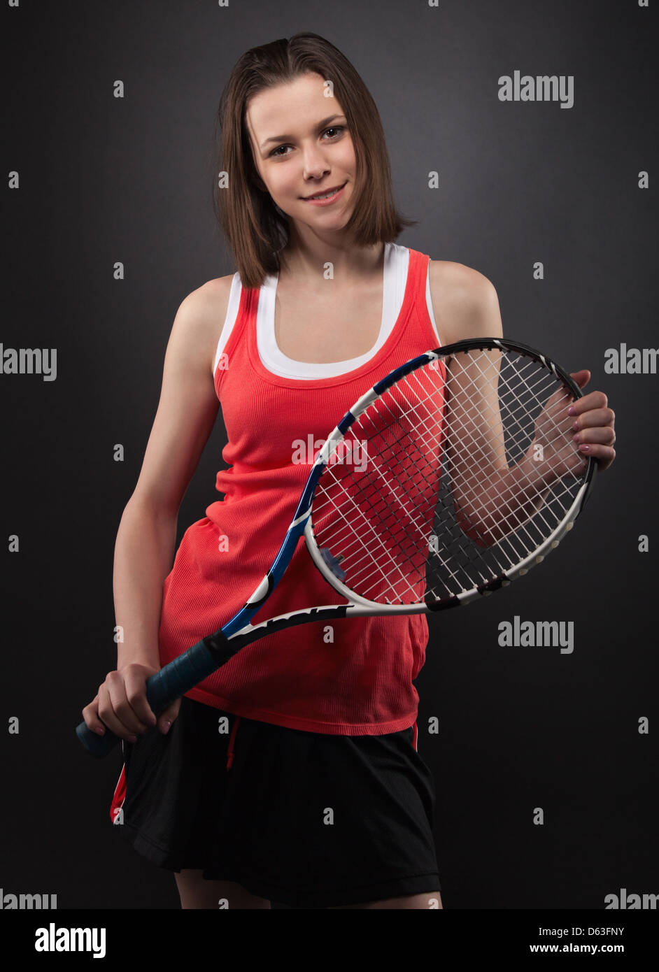 Porträt des sportlichen Teengirl Tennisspieler Stockfoto