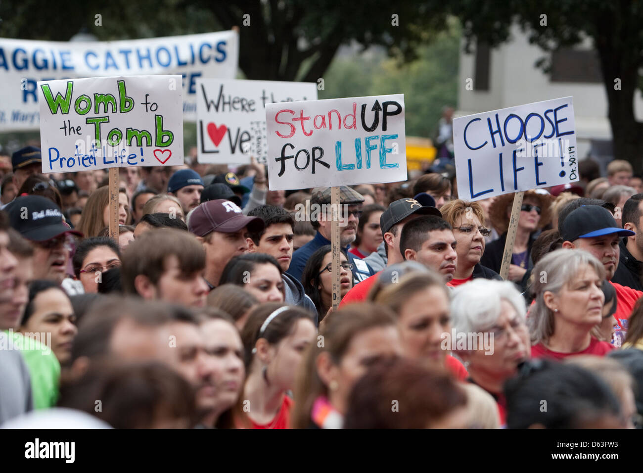 Anti-Abtreibung, pro-Leben Bürger und geistliche besuchen Rallye auf dem Kapitol von Texas in Austin, Texas Stockfoto