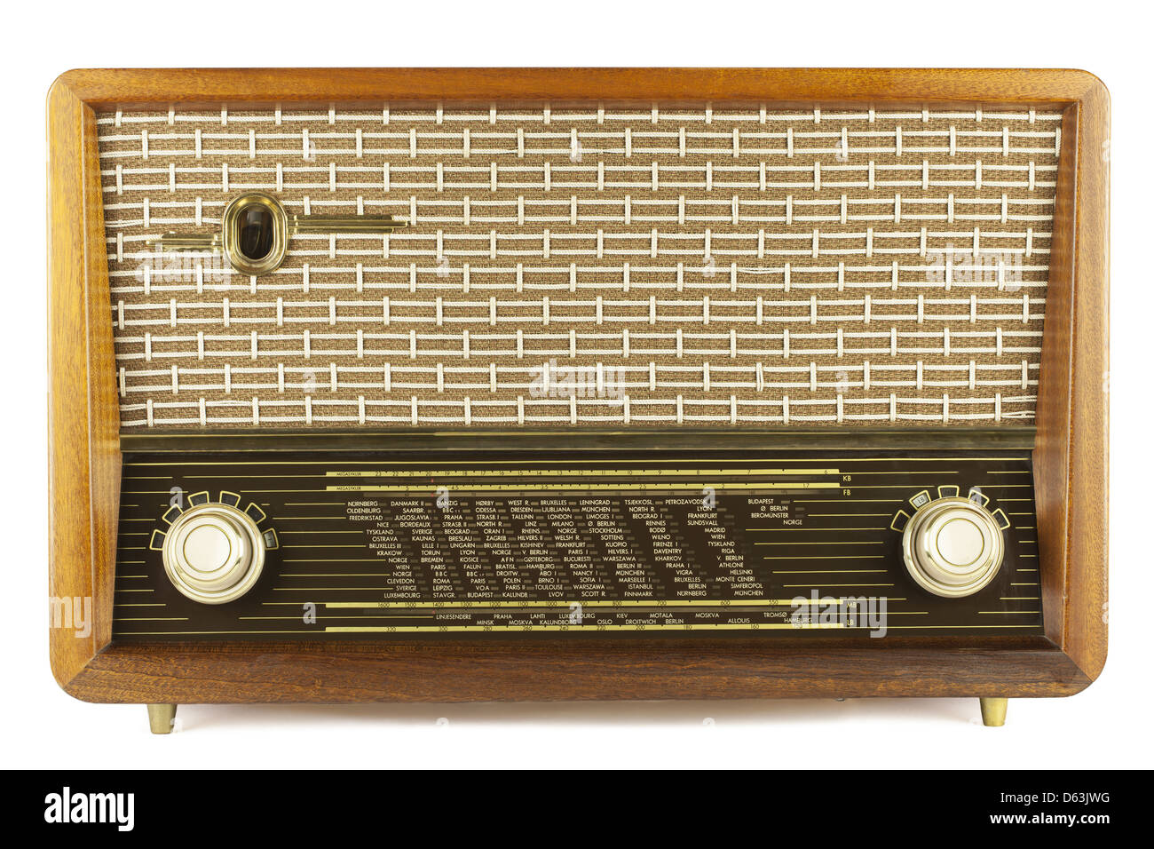 Altes Radio auf weißem Hintergrund Stockfoto