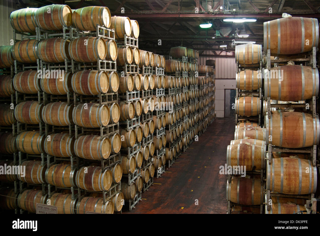 Golan Heights Winery Fass Zimmer, Lagerung, Schatullen Stockfoto