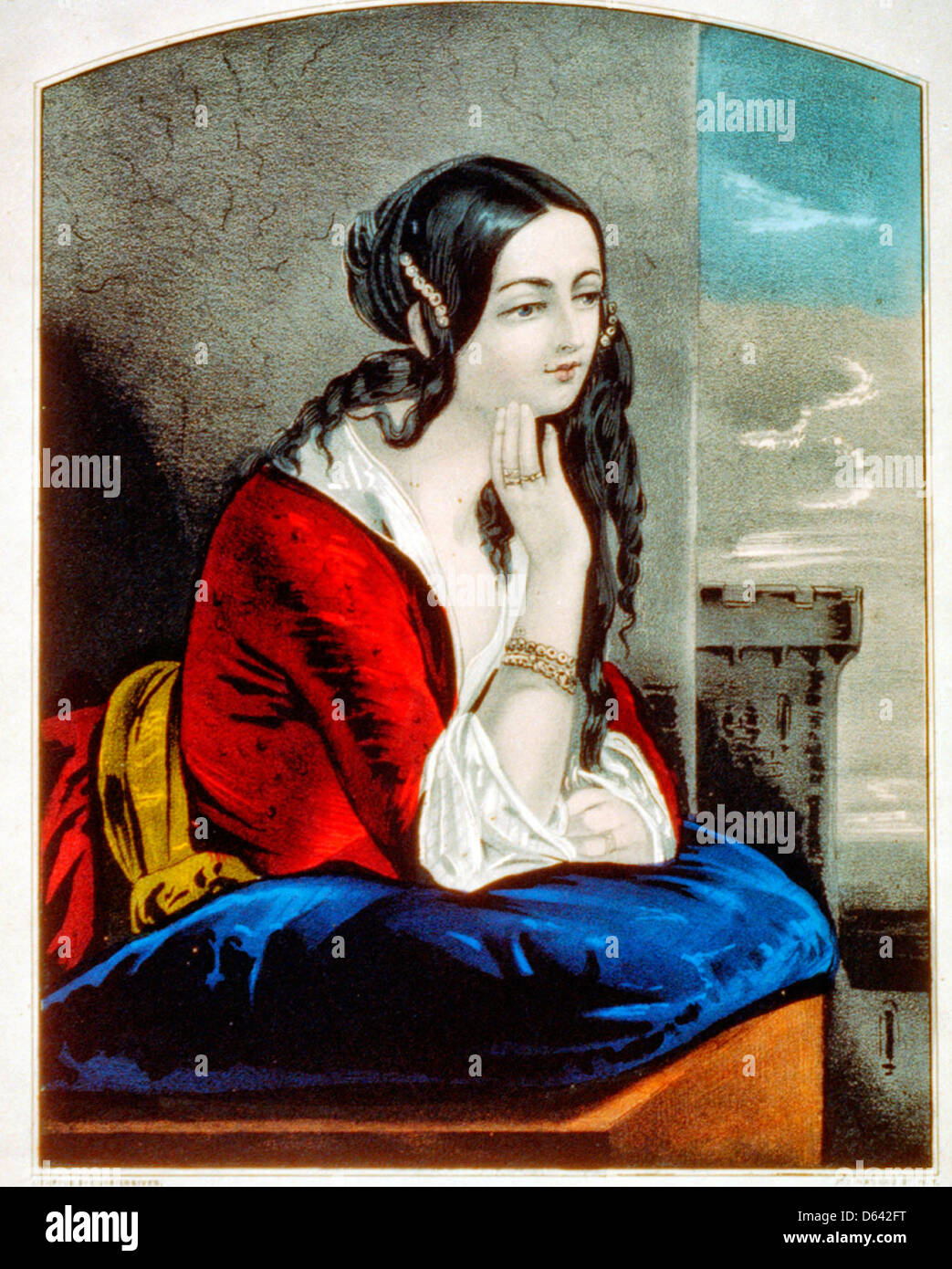 Königin der Liebe und Schönheit, Hand farbige Lithographie um 1870 Stockfoto