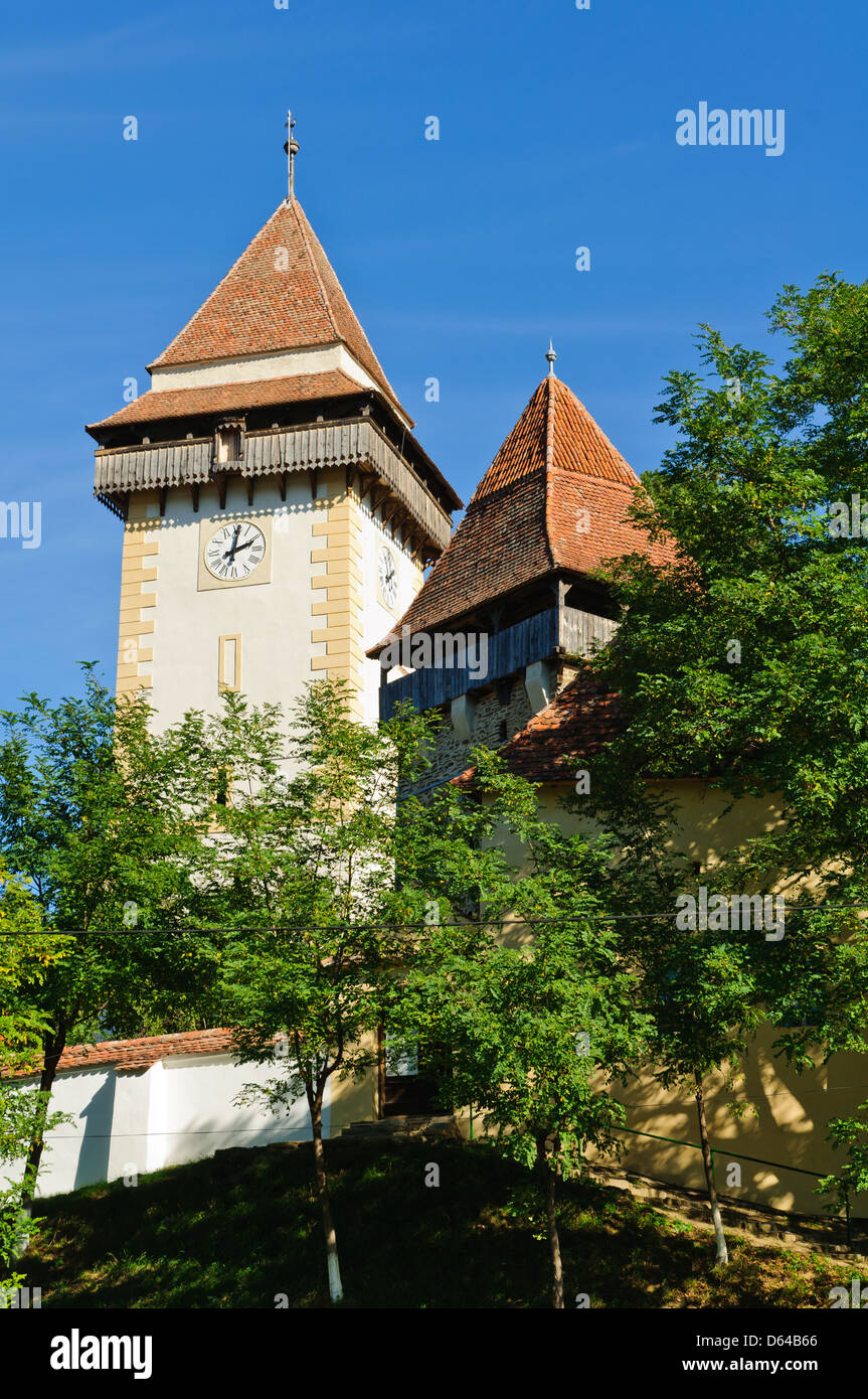 sächsische Kirchenburg in Trappold (Trapold), Siebenbürgen, Rumänien Stockfoto