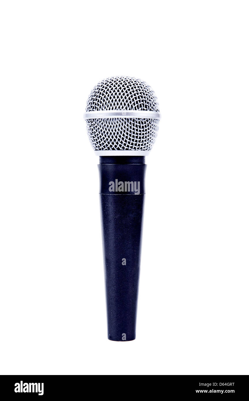 Mikrofon auf einem weißen Hintergrund isoliert Stockfoto