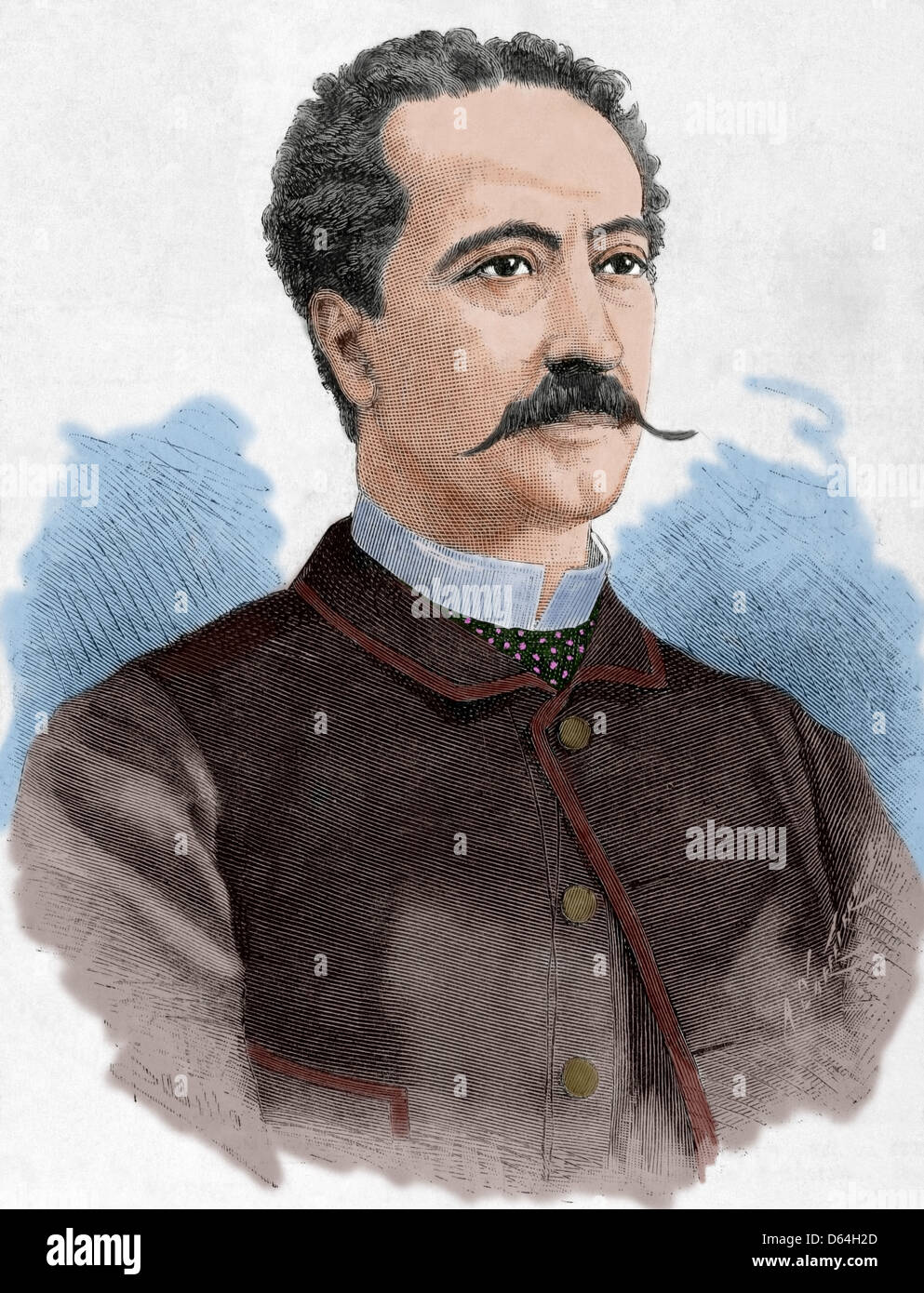 Manuel Catalina Rodriguez (1820-1886). Spanische drastischer Schauspieler. Farbige Gravur. Stockfoto