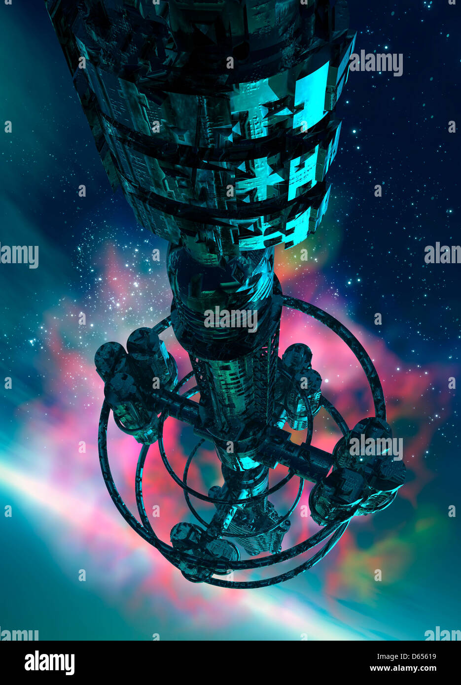 Außerirdisches Raumschiff, artwork Stockfoto