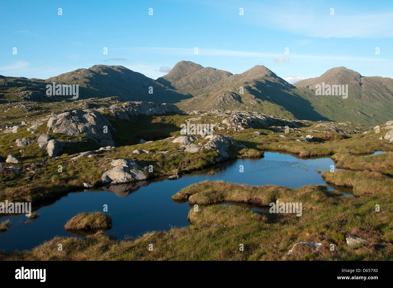 Druim Garbh, Sgurr Dhomhnuill, Sgurr Na h-Ighinn und Sgurr ein "Chaorainn vom Gipfel des Druim Glas, Ardgour, Schottland, UK. Stockfoto