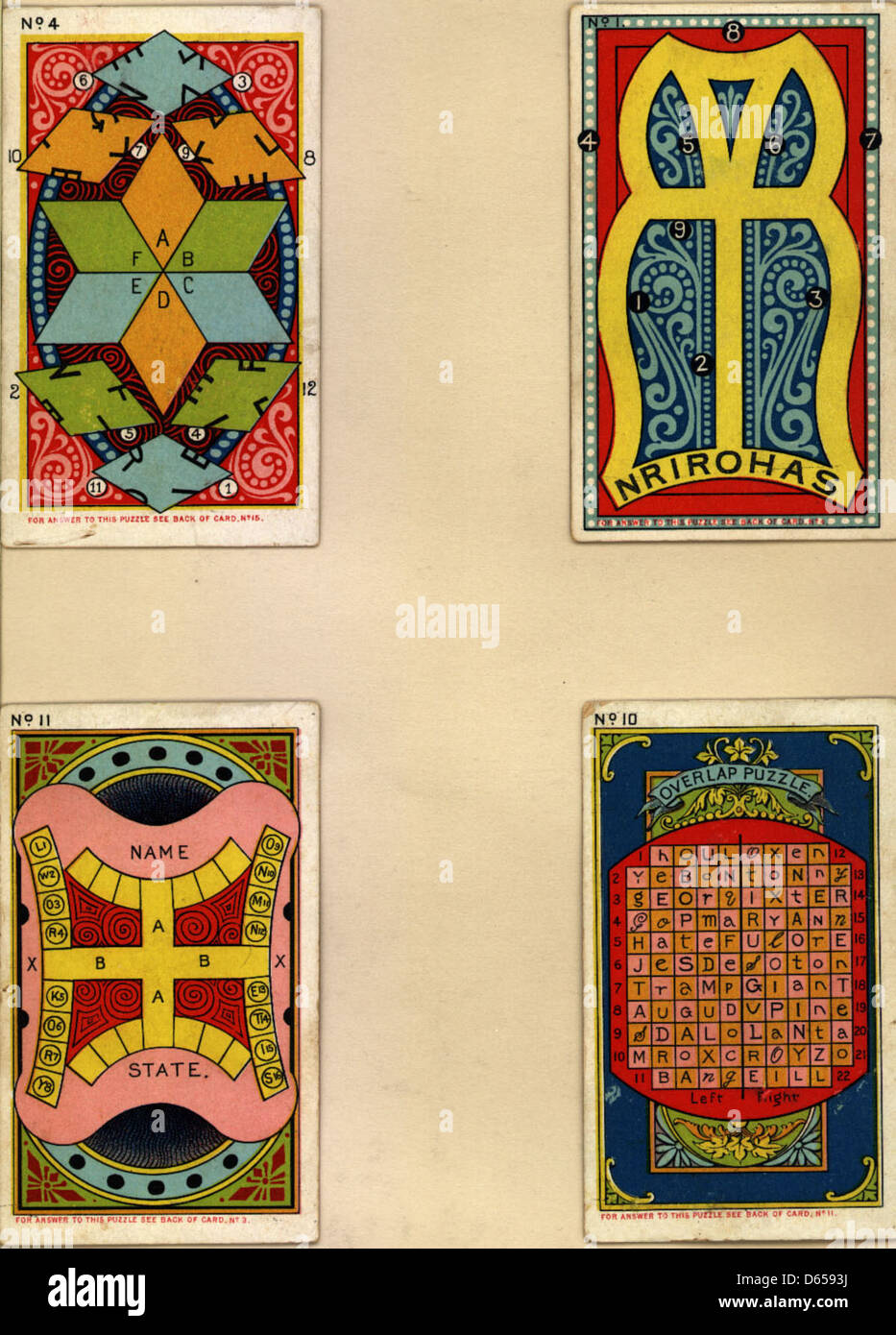 Vintage Spiel Promokarten Stockfoto