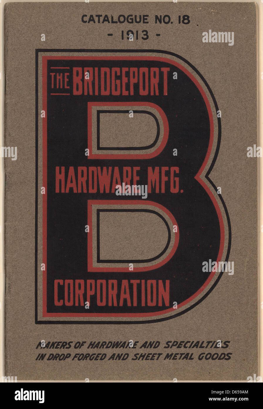 1913-Bridgeport Hardware-Anzeige Stockfoto