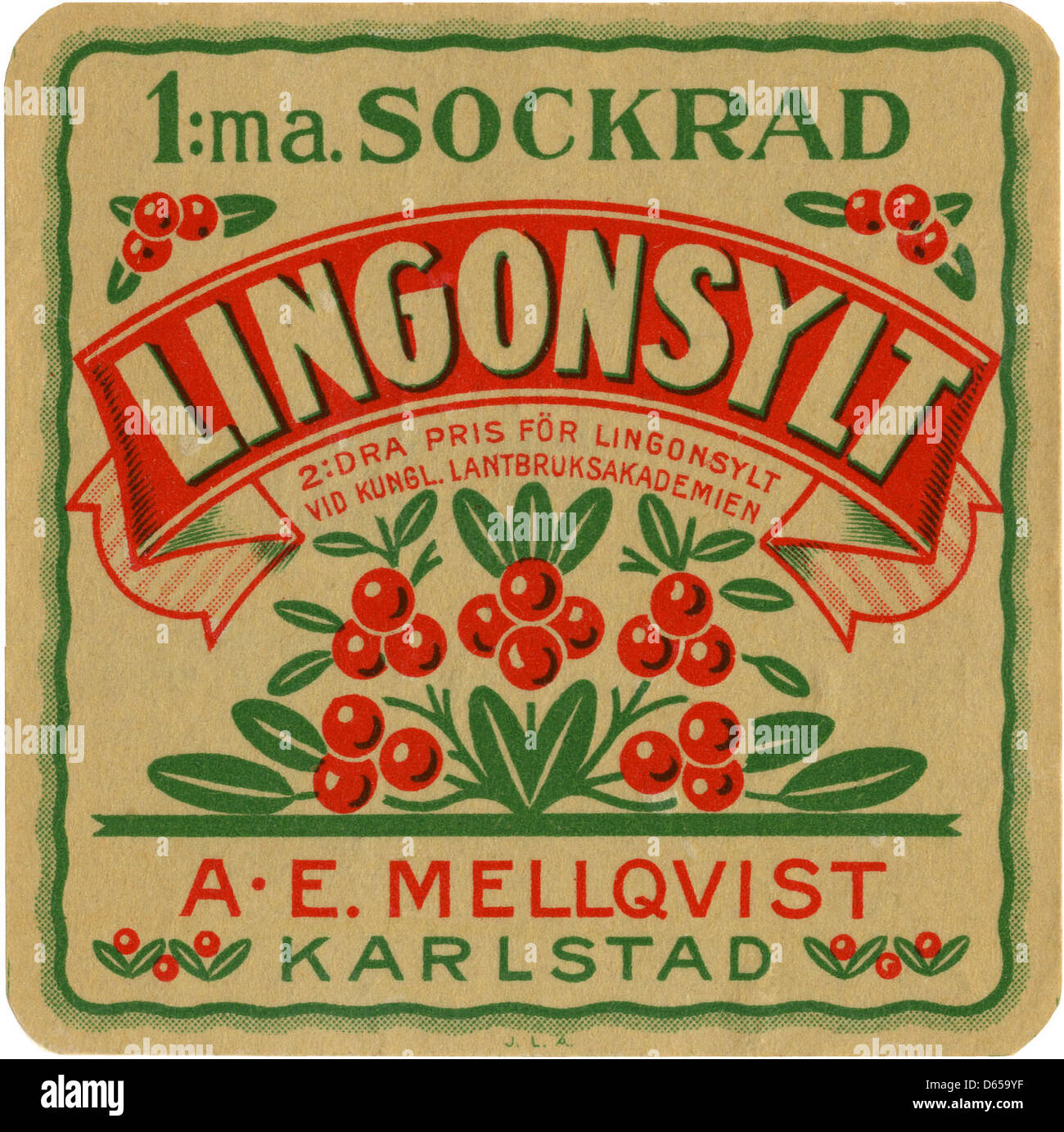 Lingonsylt Ad 1928 Stockfoto