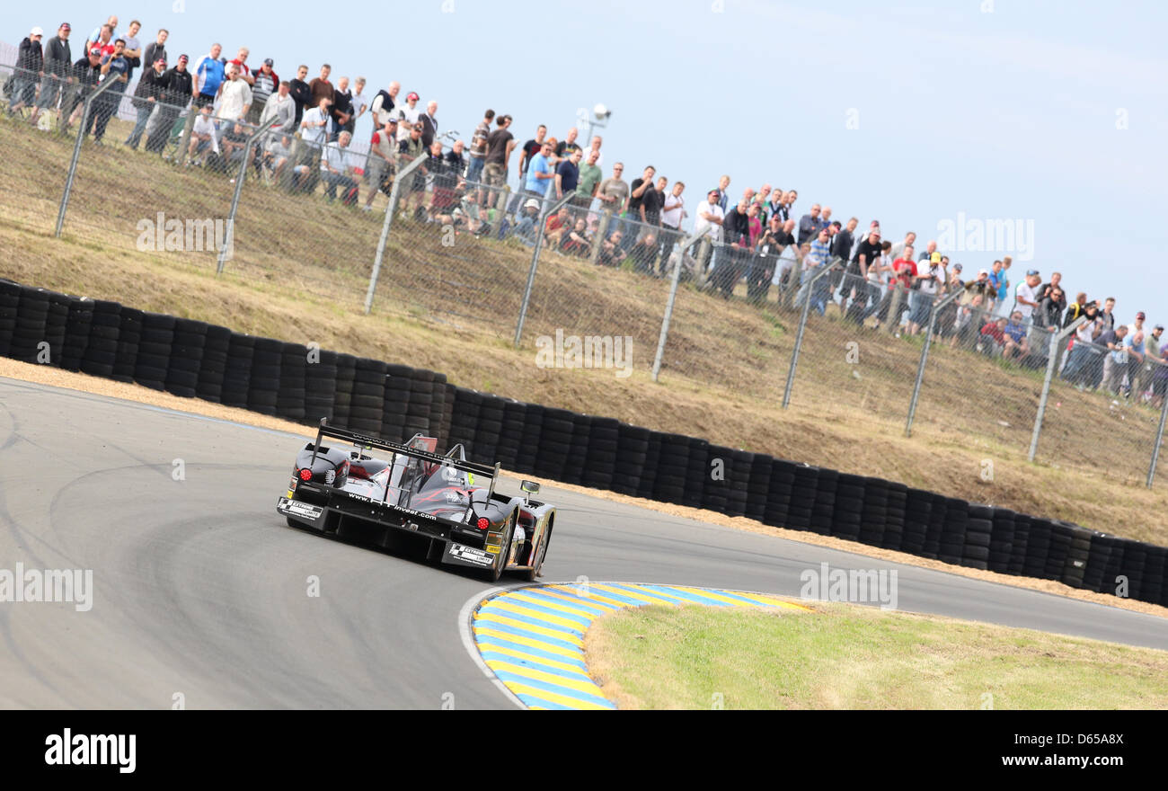 Der LMP2-Klasse mit den Fahrern Fabien Rosier, Philippe Thirion und Philippe Haezebrouck in Aktion während der Qualifikation für die 80. Norma MP 2000 der Extreme Limite Aric 24 h-Rennen von Le Mans auf dem Circuit De La Sarthe in Le Mans, Frankreich 14. Juni 2012. Foto: Florian Schuh dpa Stockfoto