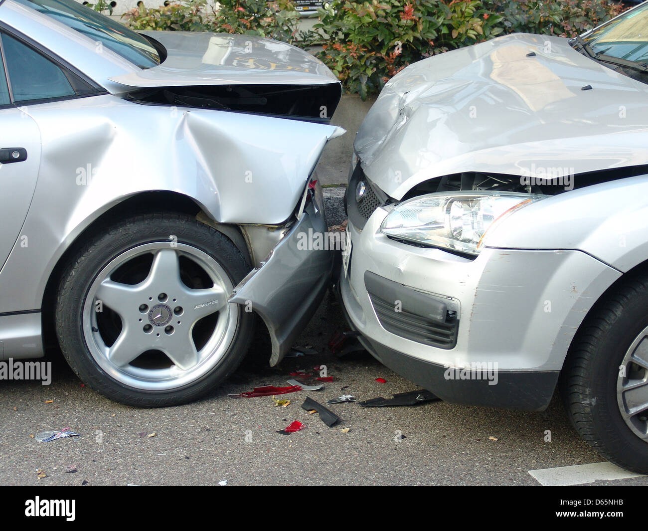 Unfall, Verkehrsunfall, Auto Karosserieschäden Stockfoto