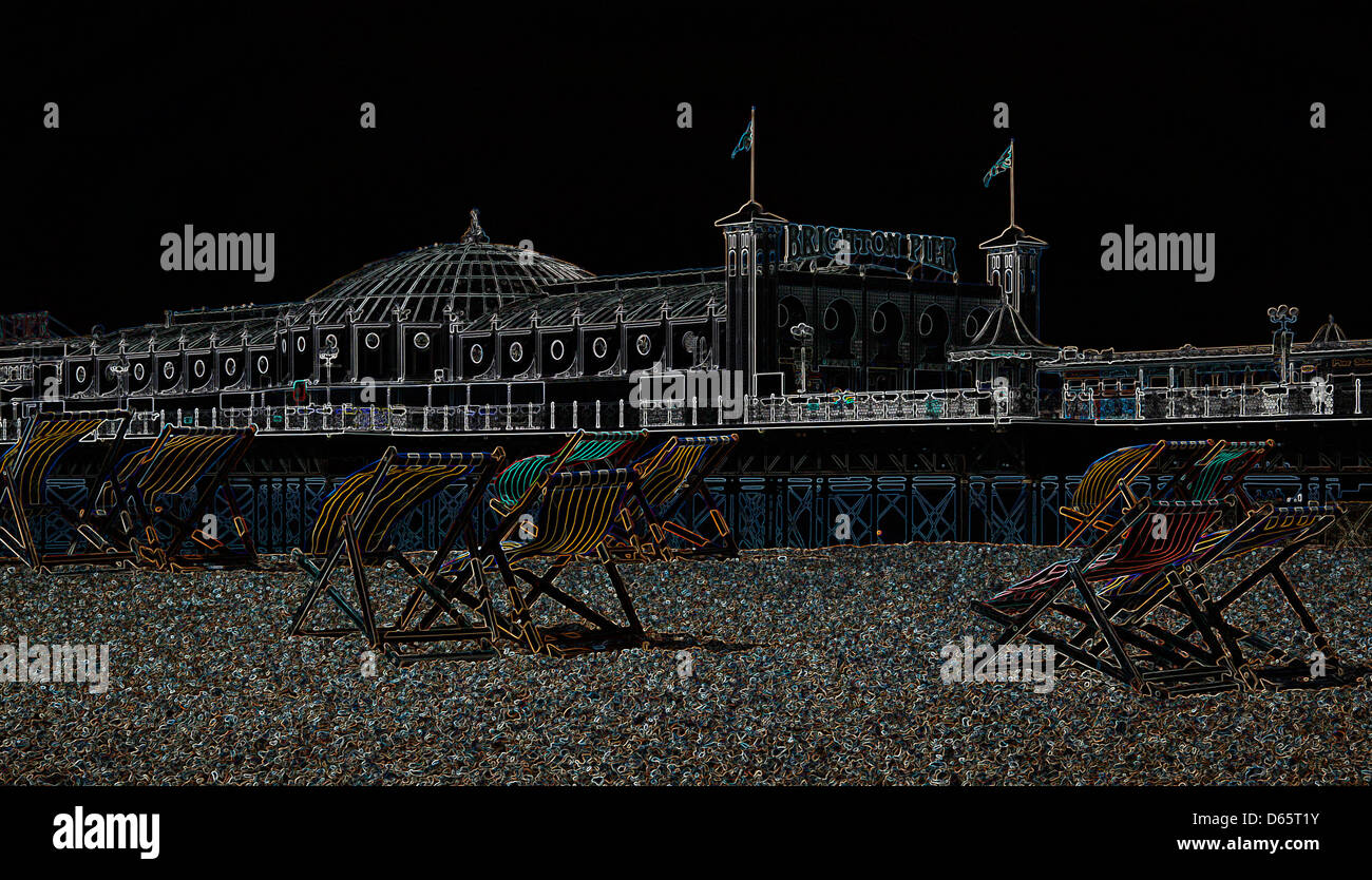 Eine surreale bunte manipulierten Bild der Brighton Pier. Stockfoto