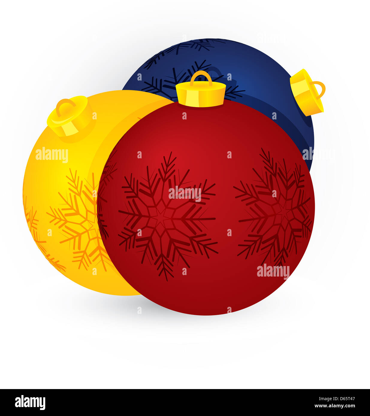 Drei Weihnachtskugeln Stockfoto