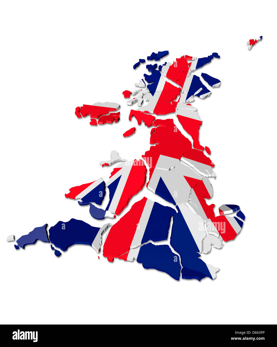 Vereinigtes Königreich-Karte geknackt Stockfoto