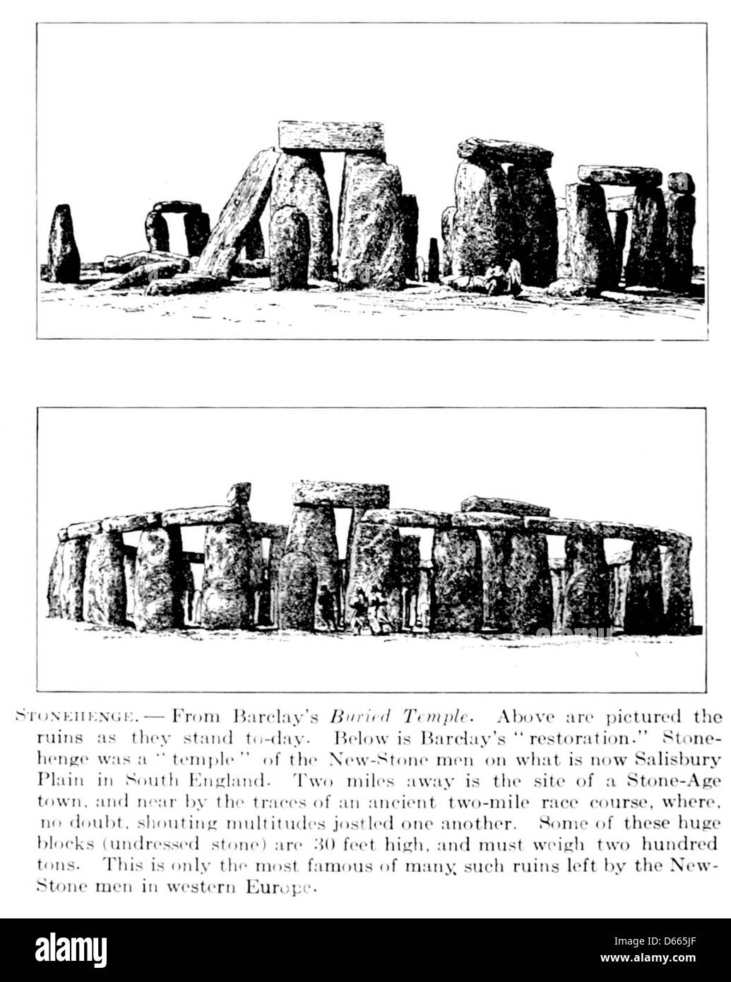 Ein 1922 erschienenes Buch mit dem Titel „A Short History of Early Peoples to 1500 n. Chr.“ enthält eine Illustration von Stonehenge, die die frühe menschliche Geschichte mit antiken Denkmälern verbindet und die Entwicklung der Zivilisationen erforscht. Stockfoto