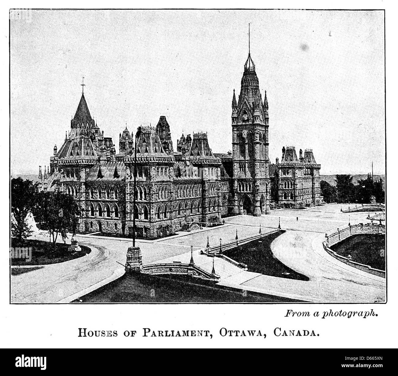 Eine Geschichte Englands aus dem Jahr 1921 mit einem Abschnitt über Kanada, in dem die Houses of Parliament in Ottawa als bedeutender Ort von politischer und historischer Bedeutung im Land hervorgehoben wird. Stockfoto
