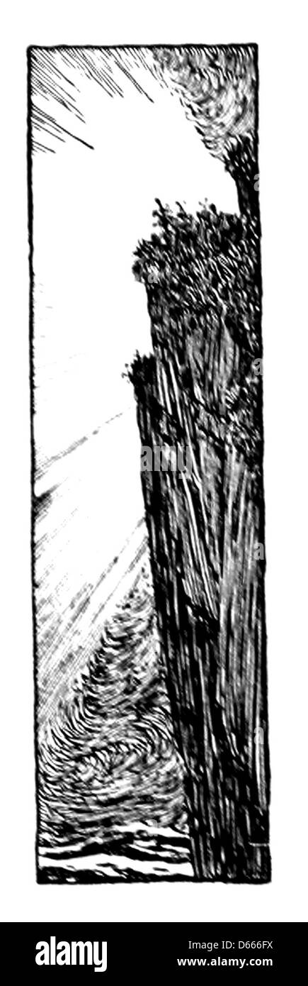 Eine Illustration aus „A Song of the English“ (1909) mit einer dramatischen Szene mit Klippen. Das Bild ist von W. Heath Robinson, das den Geist von Rudyard Kiplings Gedicht über die englische nationale Identität und den Stolz vor einer rauen Küstenkulisse einfängt. Stockfoto