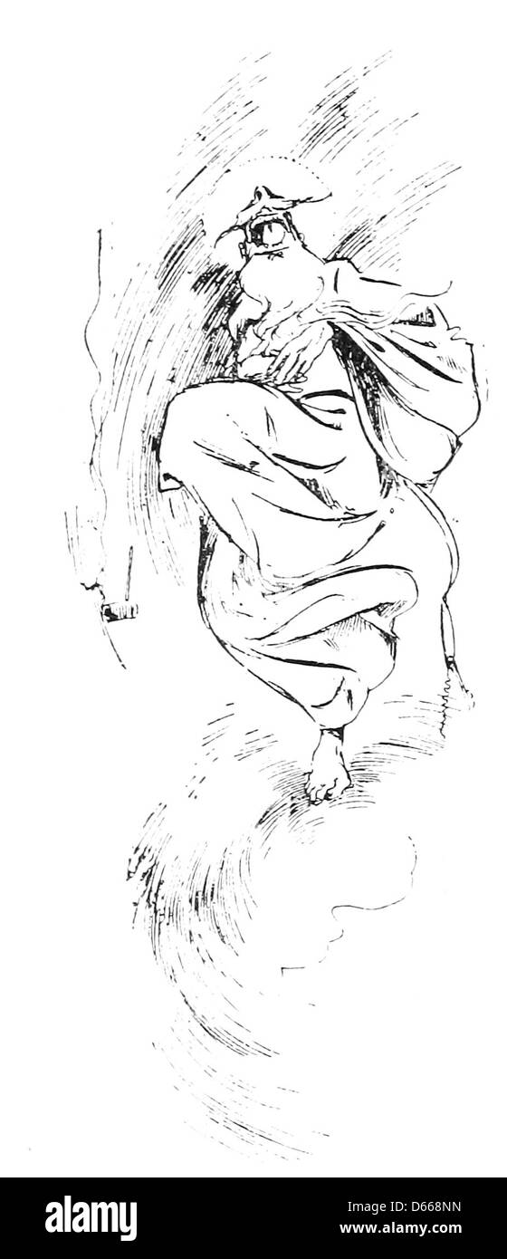 Eine Illustration aus „A Tale of a Halo“ (1894), die den lachenden St. Peter darstellt. Das Bild zeigt die verspielte und zugängliche Seite einer religiösen Figur, die eine leichtere, menschlichere Interpretation des Charakters des heiligen bietet. Stockfoto