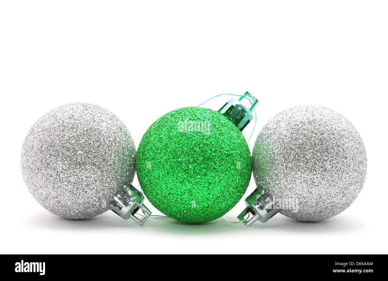 Sparkle Christbaumkugeln isoliert auf weiss Stockfoto
