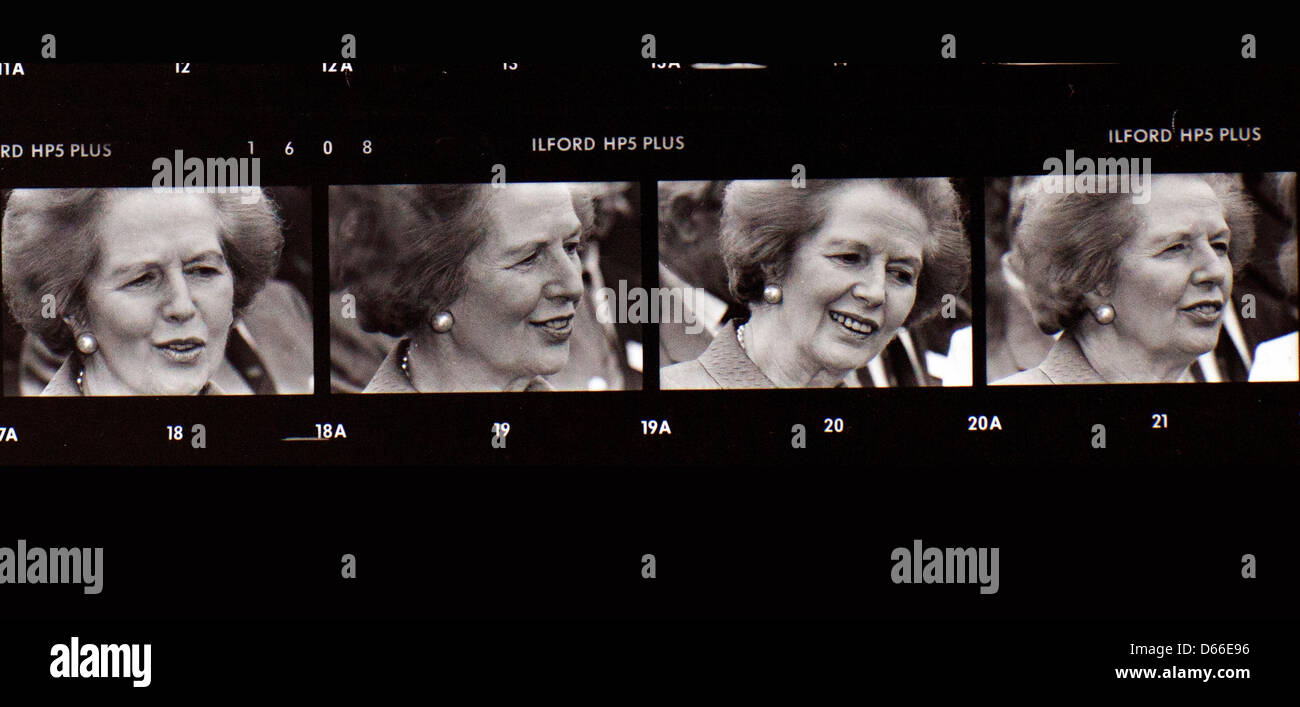 Margaret Thatcher, eine Kontaktleiste Reportage Portraits Stockfoto