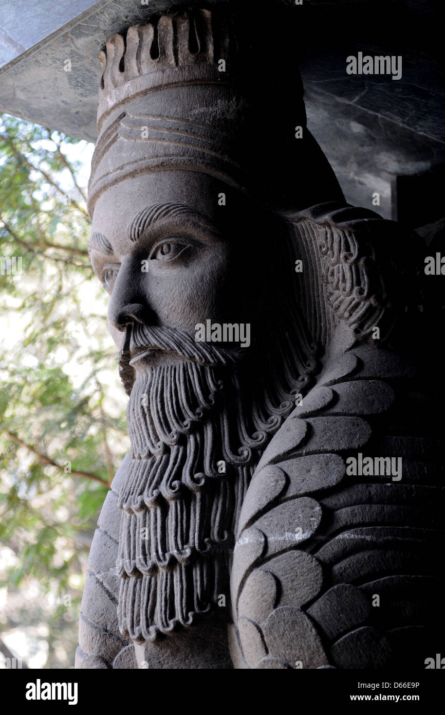 Skulptur von einem Deco Gebäude in Bombay, Indien Stockfoto