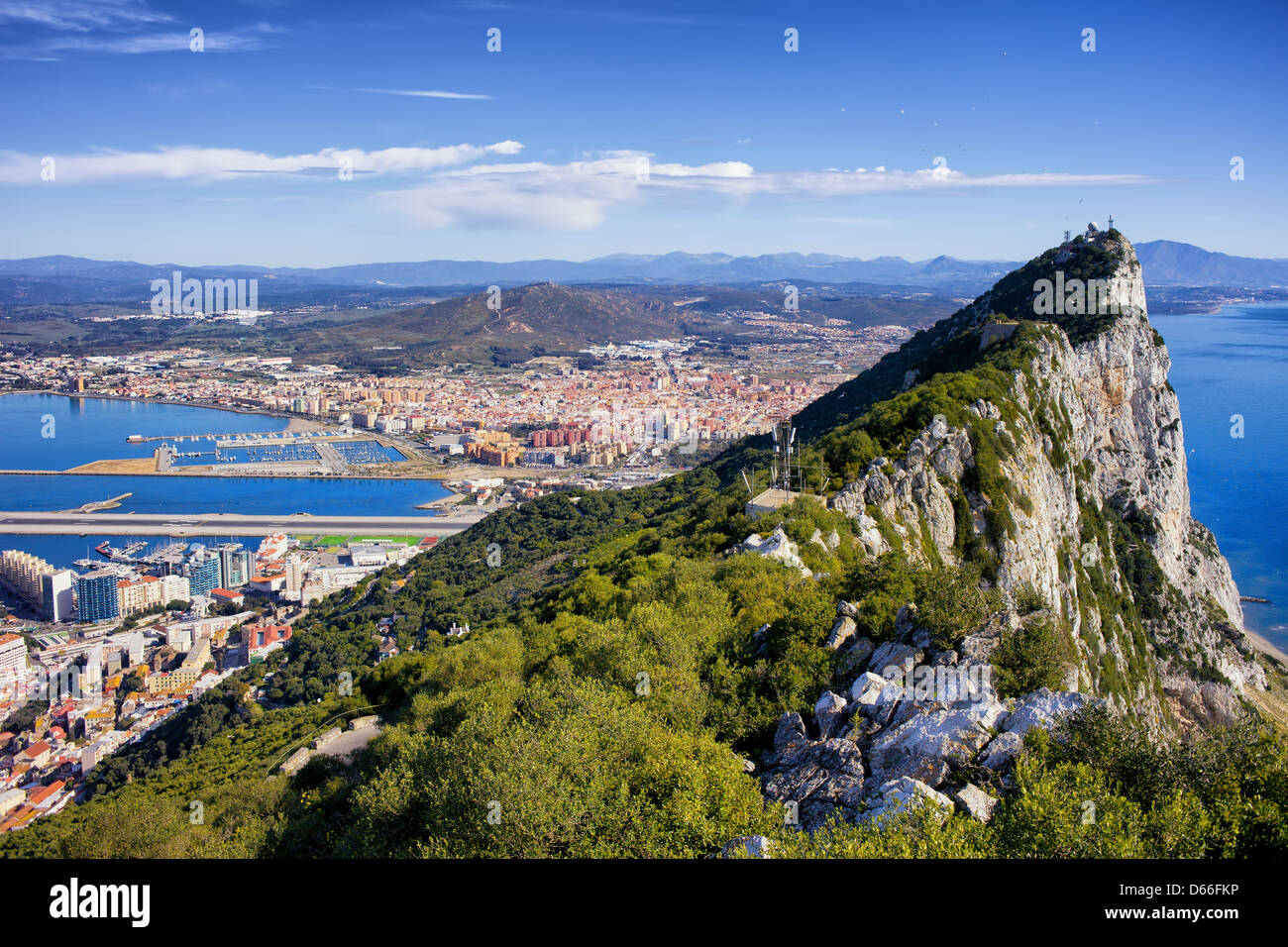 Felsen von Gibraltar im Süden der iberischen Halbinsel. Stockfoto