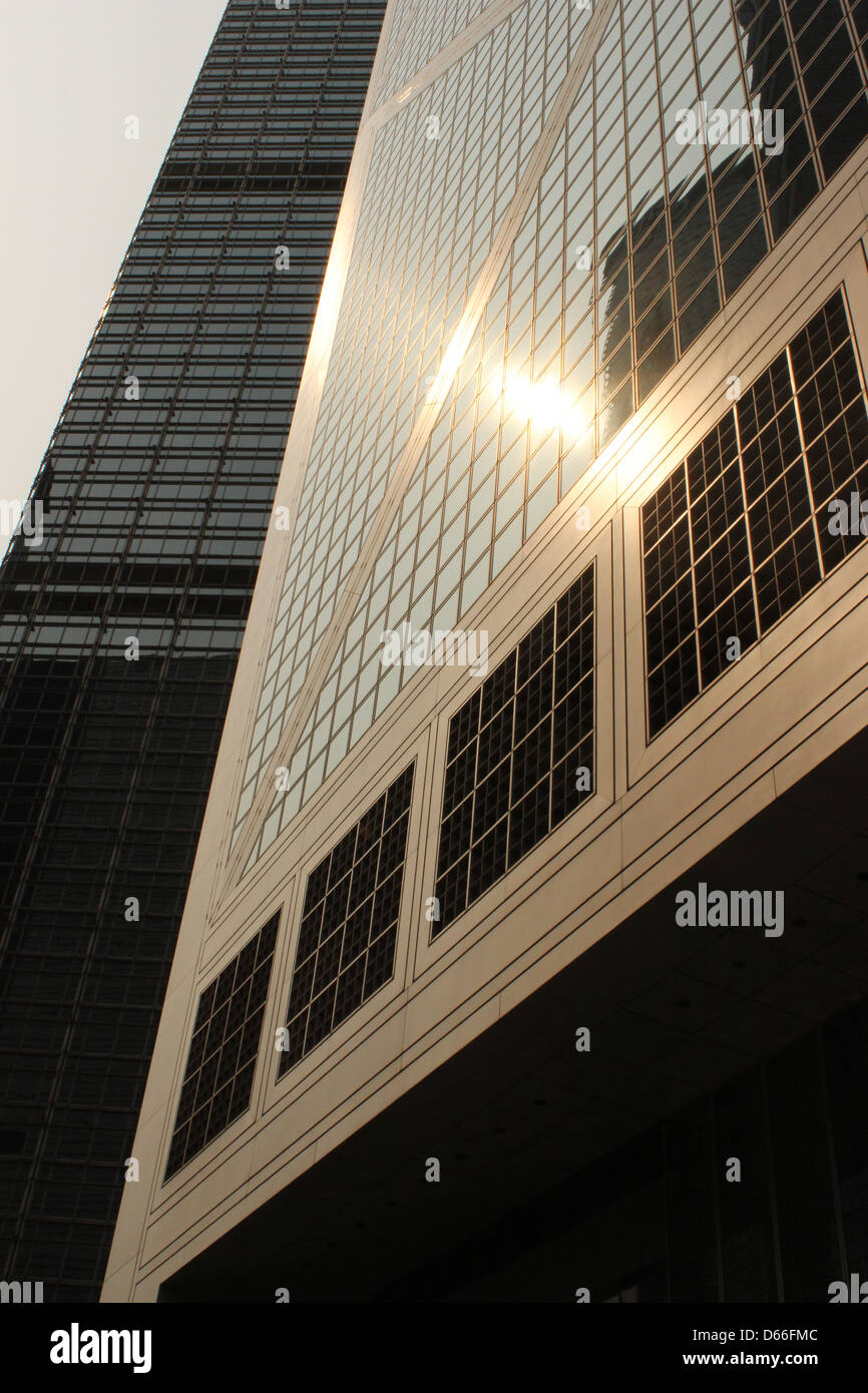 Die Nachmittagssonne fängt IM Pei Bank of China Tower an der Garden Road, Hong Kong Stockfoto