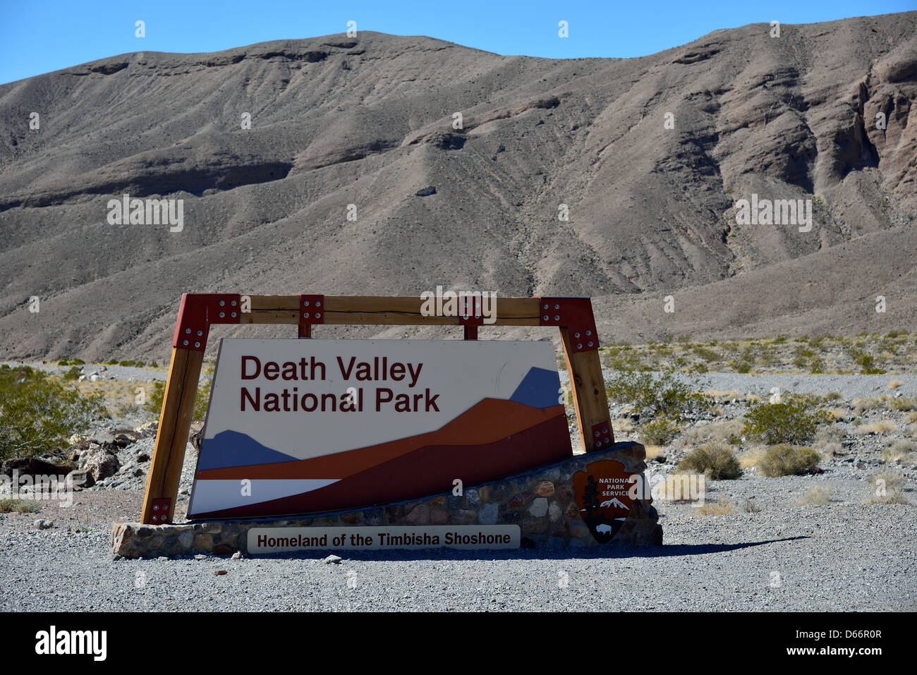 Zeichen des Death Valley Nationalpark, Kalifornien, USA. Stockfoto