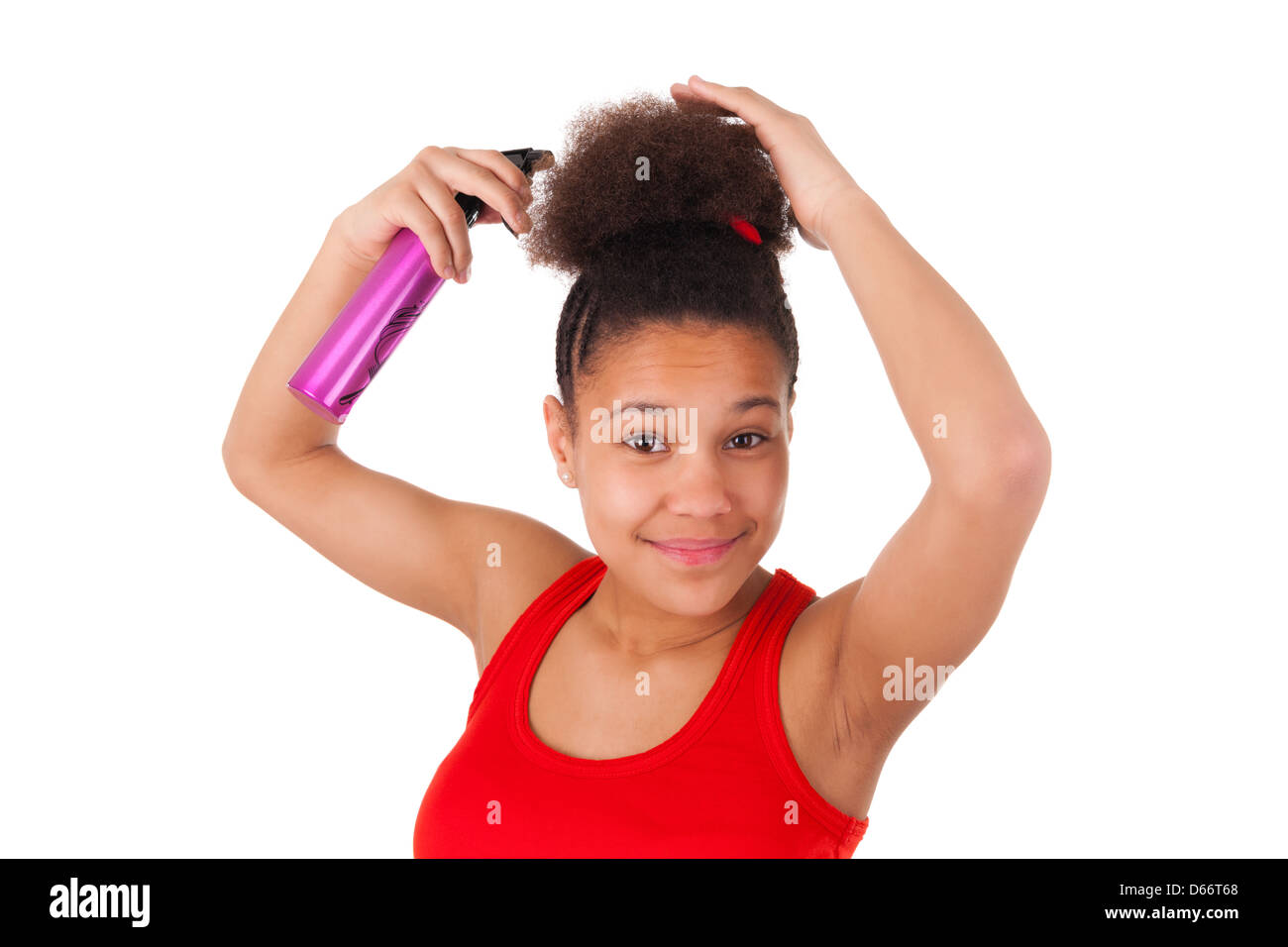 Afroamerikanischen jungen Frau mit Afro-Haar Stockfoto