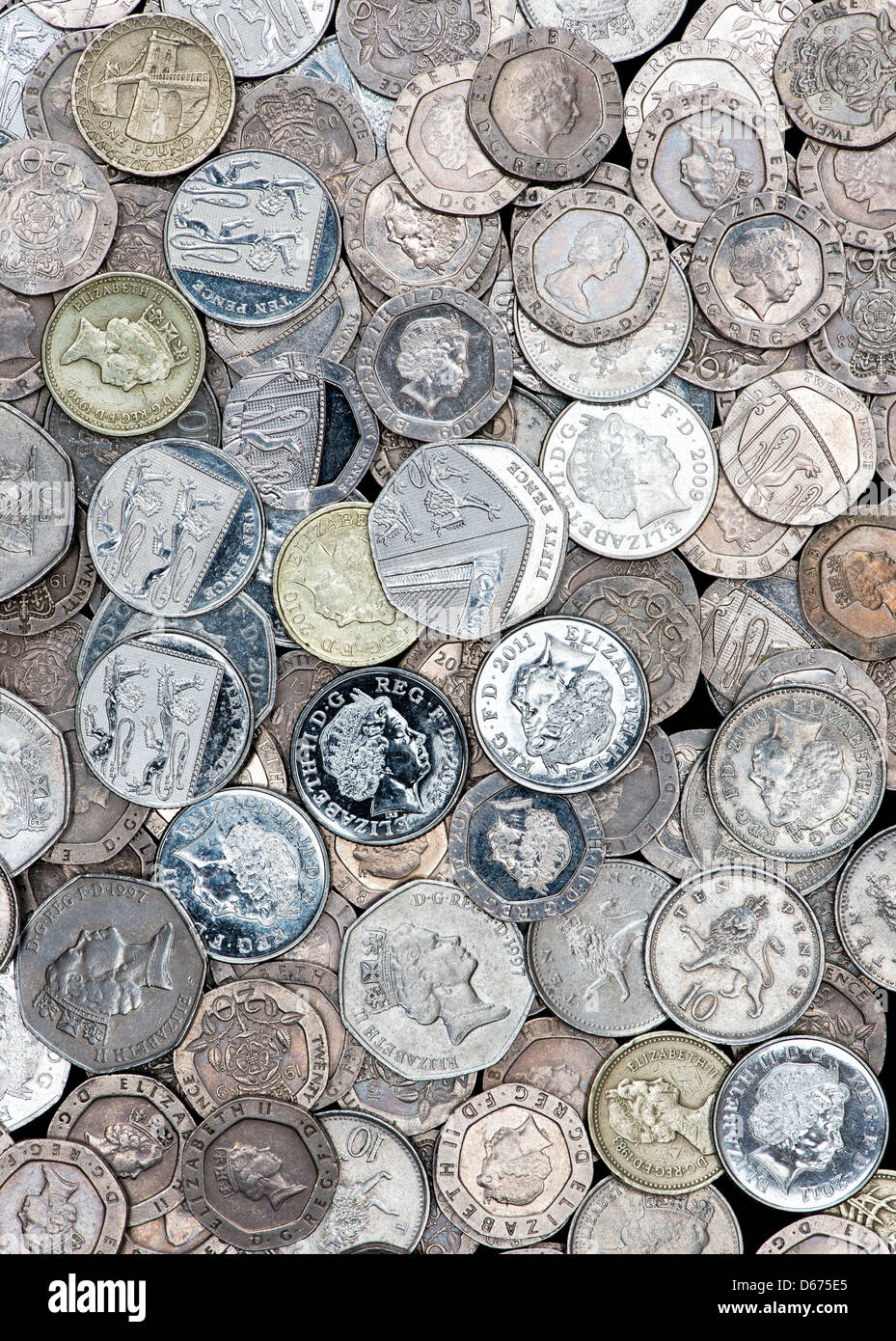 Sterling. Englisch Münzen Muster Stockfoto
