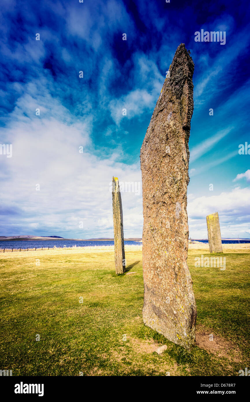 Standing Stones auf Stenness, Orkney Stockfoto