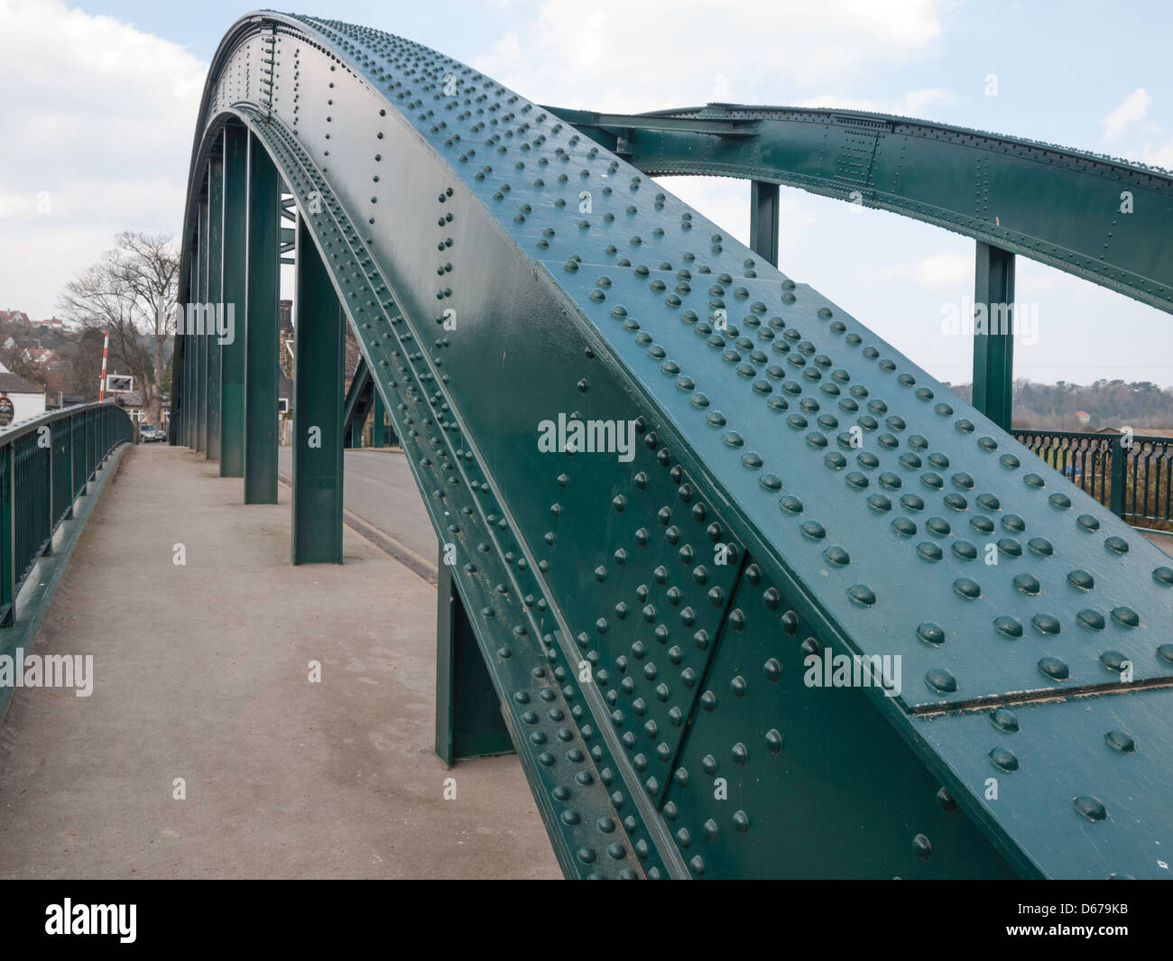 Stahlbrücke über den Fluß Esk bei Ruswarp zeigen genietete Konstruktion typisch in den 1930er Jahren vor dem Schweißen wurde eingeführt Stockfoto