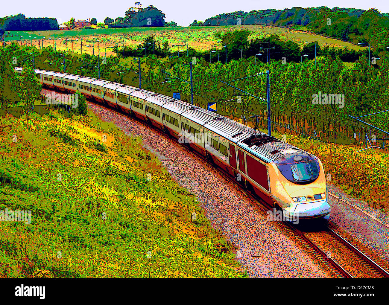 Eurostar-High-Speed-Zug Richtung für den Kontinent - HS1 Route - kreative Fotografie Stockfoto
