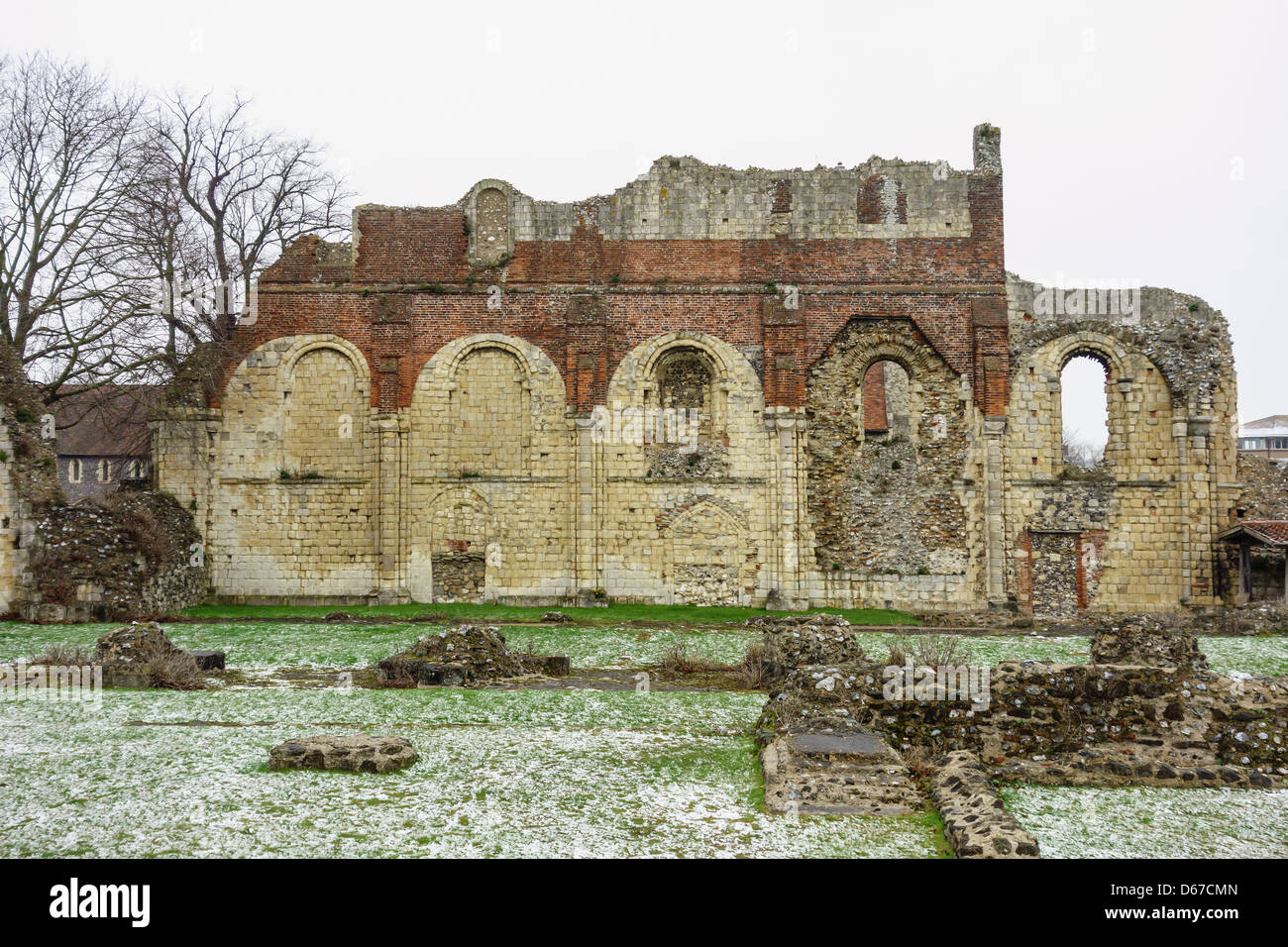 Str. Augustines Abtei im Winter Canterbury Kent Stockfoto