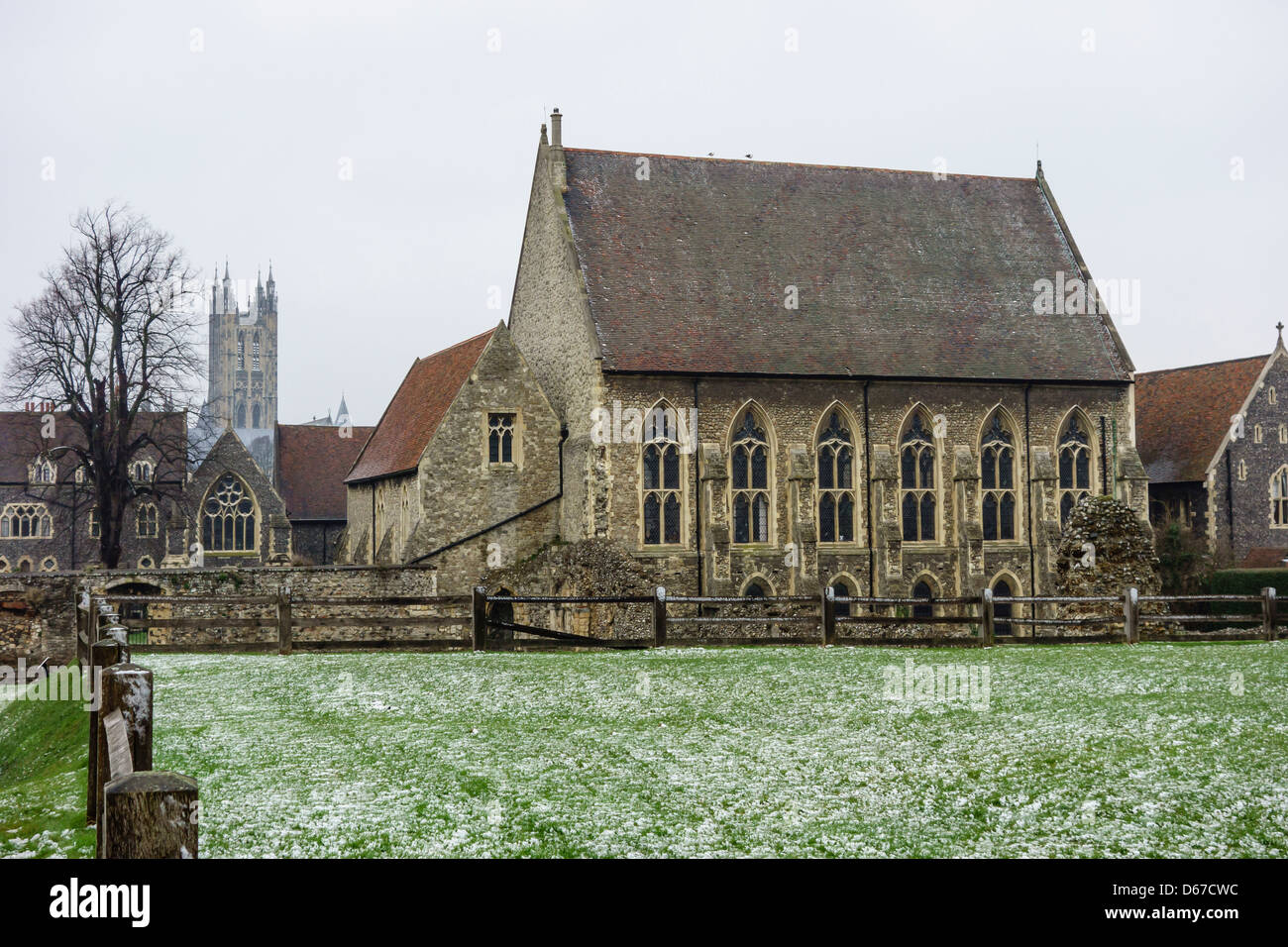 Str. Augustines Abtei im Winter Canterbury Kent Stockfoto