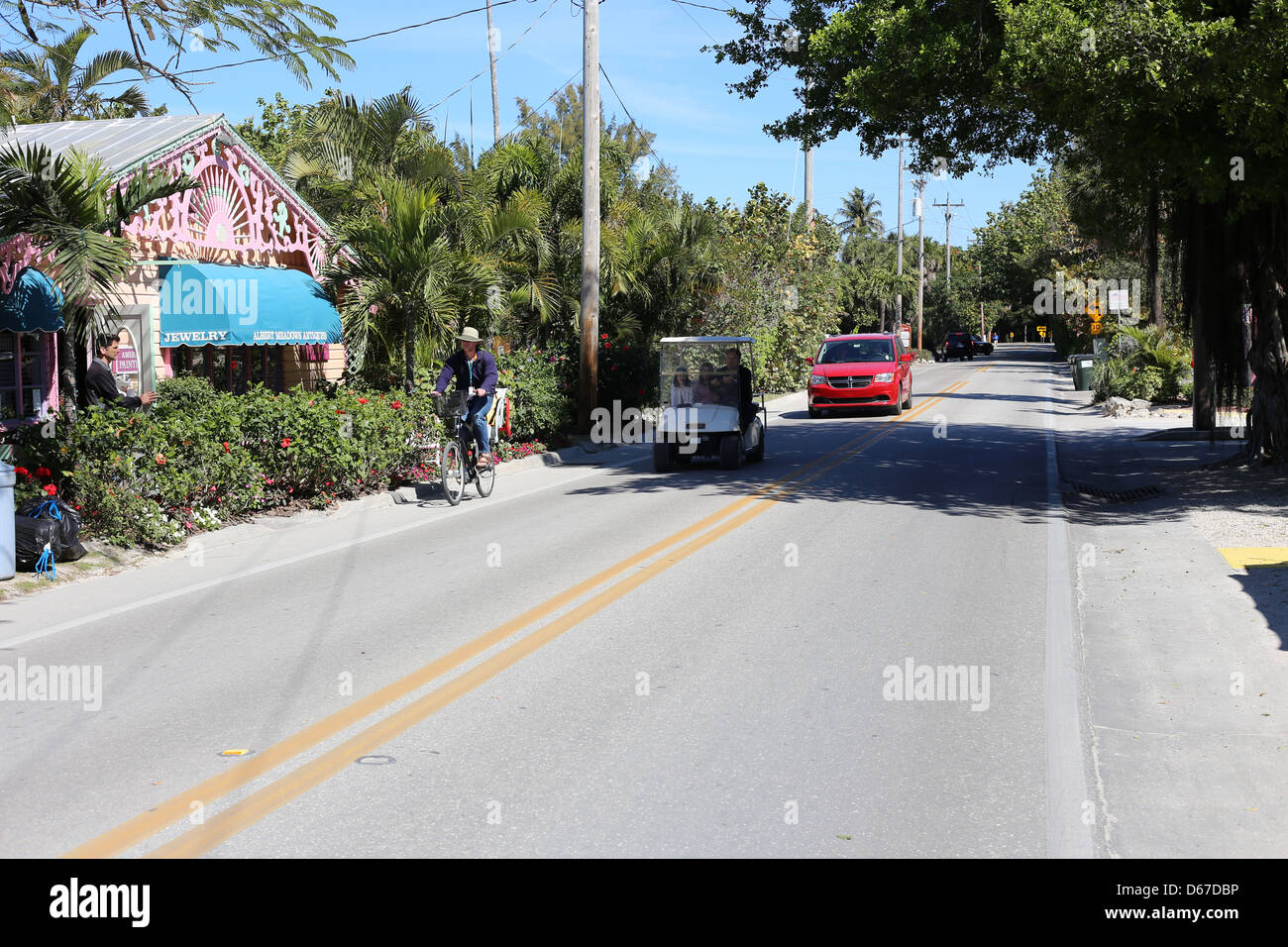 Straße oder Straße auf Captiva Island, Florida, USA Stockfoto