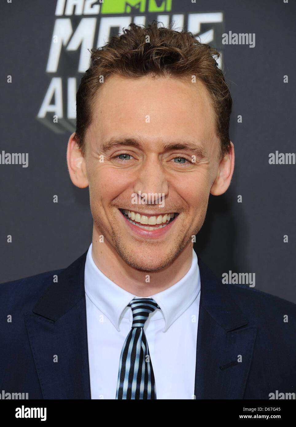 Los Angeles, CA, USA. 14. April 2013. Tom Hiddleston bei den MTV Movie Awards in Los Angeles. Bildnachweis: Sydney Alford/Alamy Live-Nachrichten Stockfoto