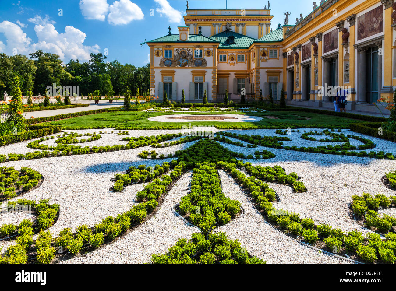 Die angelegten Gärten des 17. Jahrhunderts Wilanów königlichen Palast in Warschau, Polen. Stockfoto