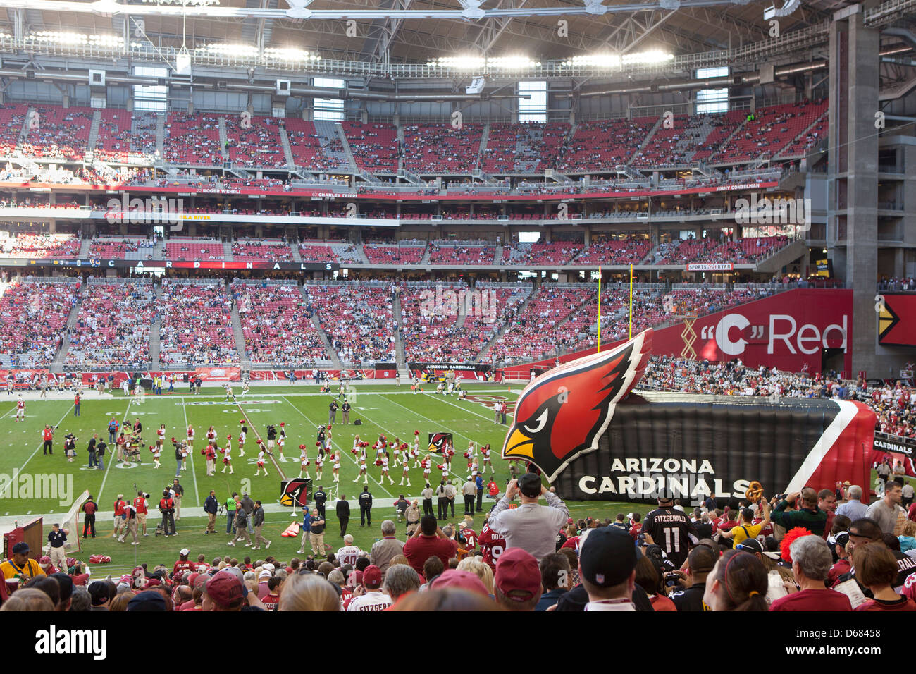 Arizona Cardinals mit dem Fußballspiel im University of Phoenix Stadium in Glendale, AZ, USA Stockfoto